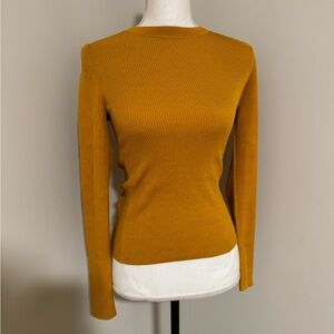 Express Golden Yellow Ribbed Crew Neck Sweater – Medium (NWT)